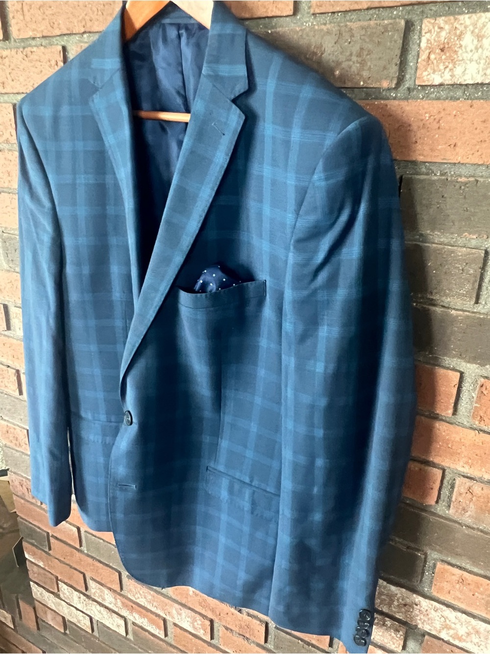 Men's Blue Windowpane Sport Coat - Tailored Modern Fit - Picture 3 of 8
